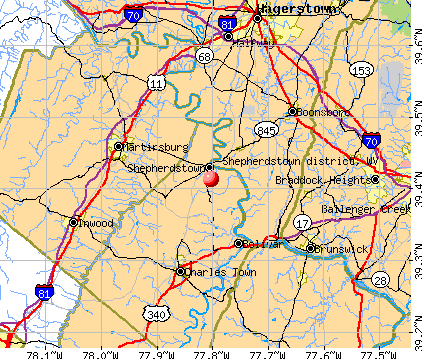maps of west virginia. Shepherdstown district, WV map