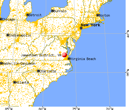 Jamestown district, Virginia map