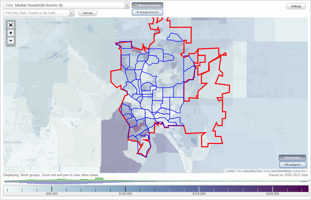 Colorado Springs, CO Neighborhood Map - Income, House Prices