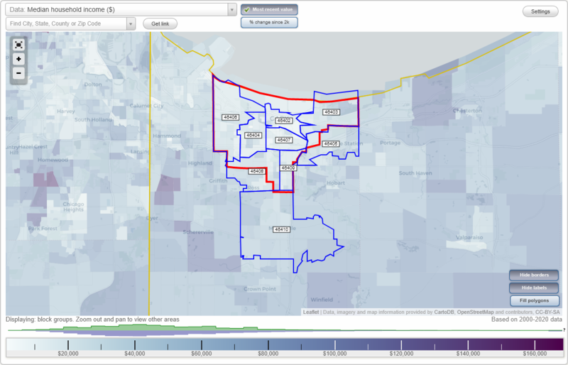 Gary, Indiana (IN) Zip Code Map - Locations, Demographics - list of ...
